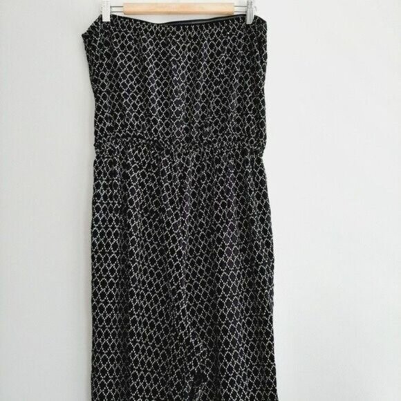 OLD NAVY | Wide Leg Crop Strapless Jumpsuit B&W Print Sz XL - Picture 11 of 14